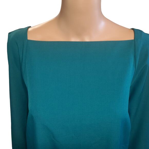 NEW Banana Republic Factory Size LP Large Petite Ruffle Sleeve Mini Dress Green - Picture 3 of 13